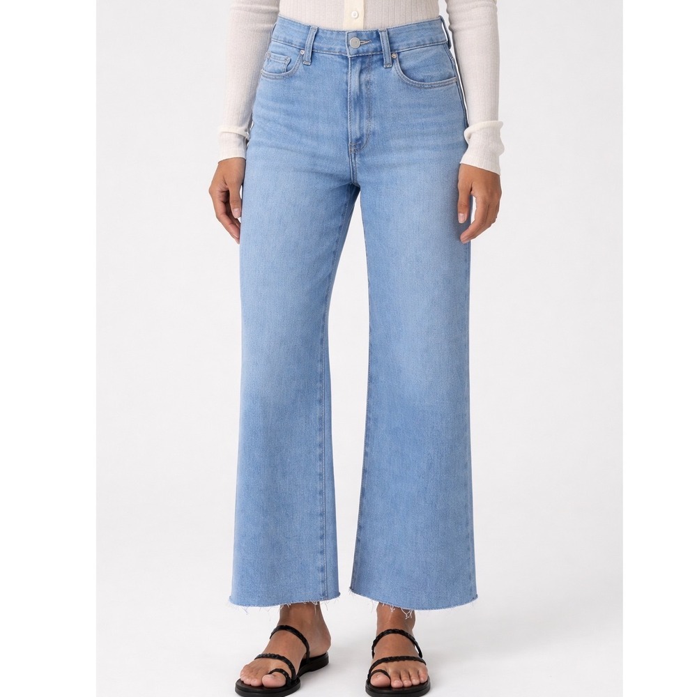 Paige NWT Anessa High Rise Wide Leg Raw Hem Ankle Stretch Jeans Size 31